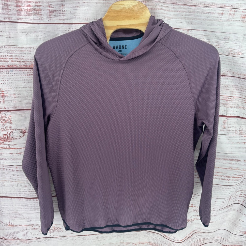 Rhone Mens XL Waffle Tech Performance Hoodie Purple Long Sleeve Pullover